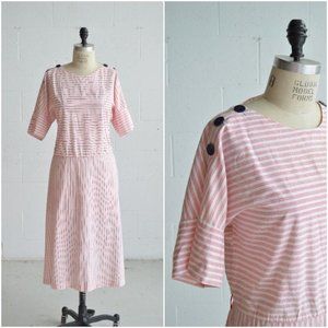 vintage red & white striped maxi dress